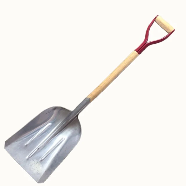 aluminum round shovel with wooden handle